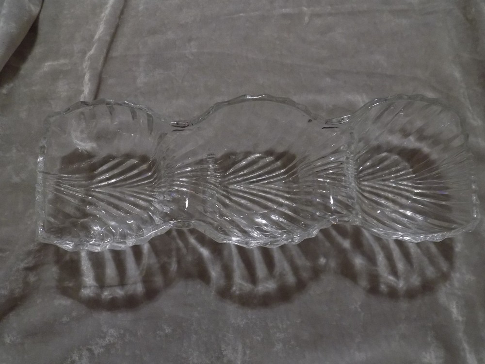 Unique 15" Rectangular Sectional Crystal Dish Entertain Party NEW!