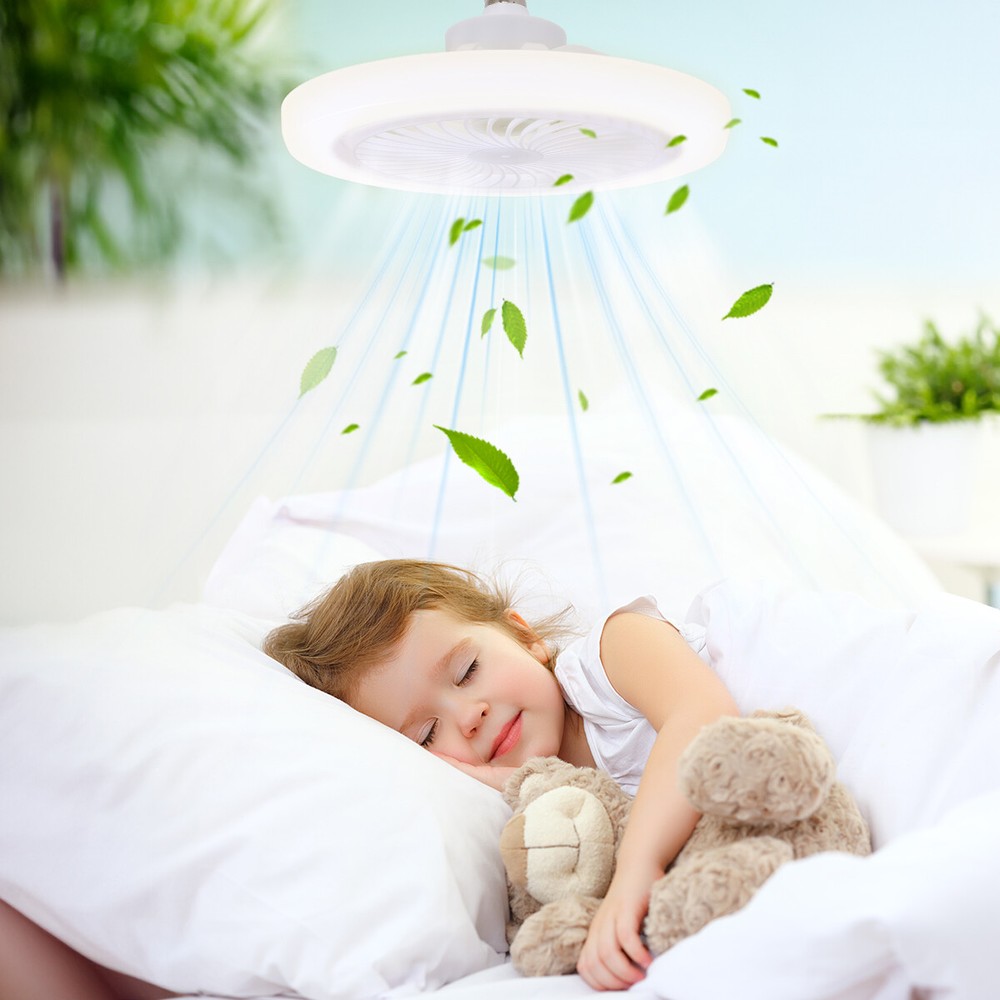 2 In 1 E27 Socket Fan Light With Remote Ceiling Fan Adjustable LED Smart 3 Speed