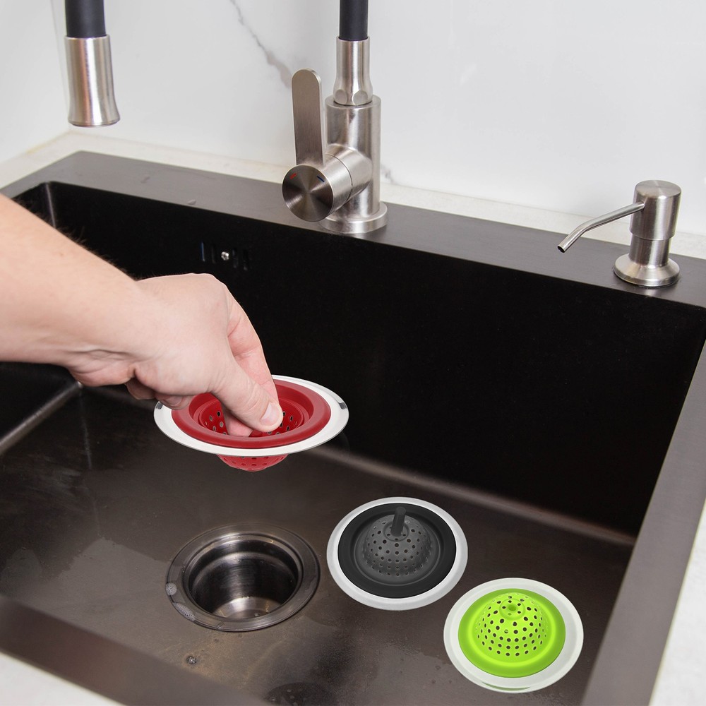 2Pcs Silicone Sink Strainer Kitchen Sink Drain Strainer Stopper 4.4" Grey