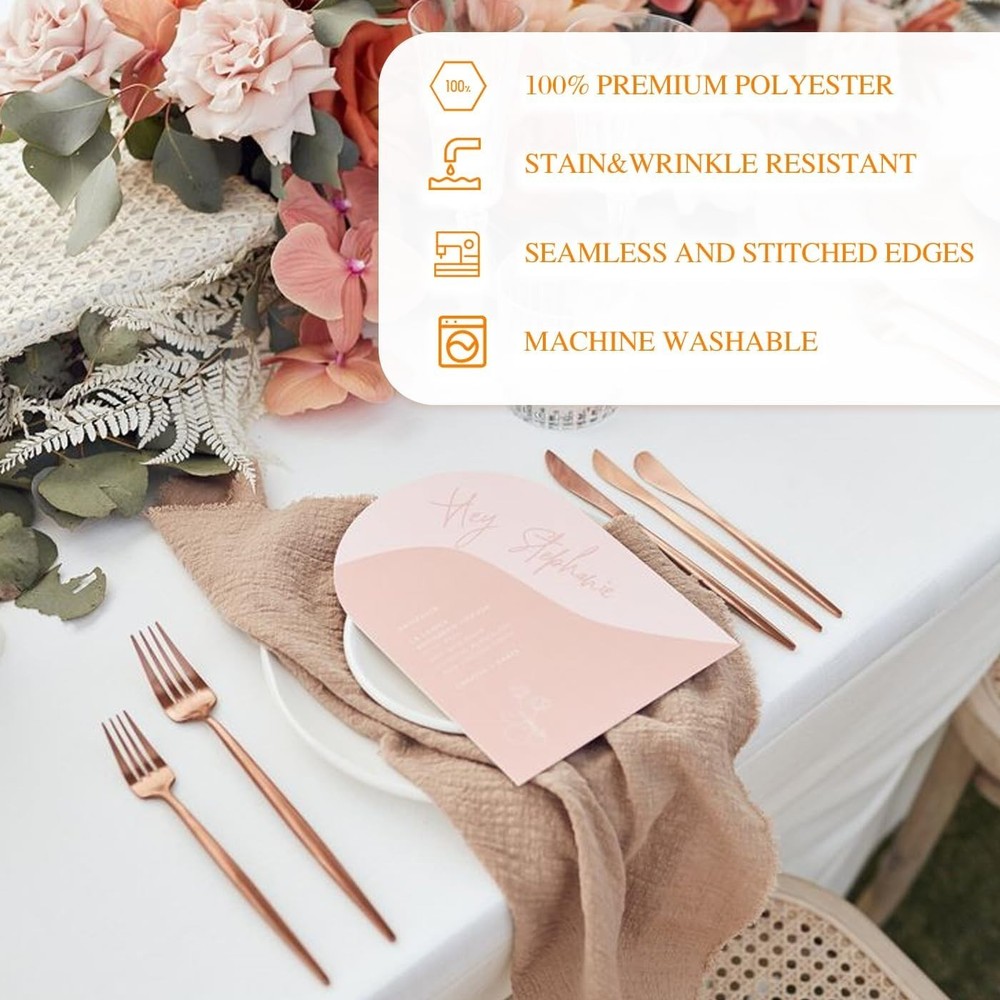 10 Pack White Table Cloth Rectangle Tablecloths 60X102 Inch,Polyester Table Clot