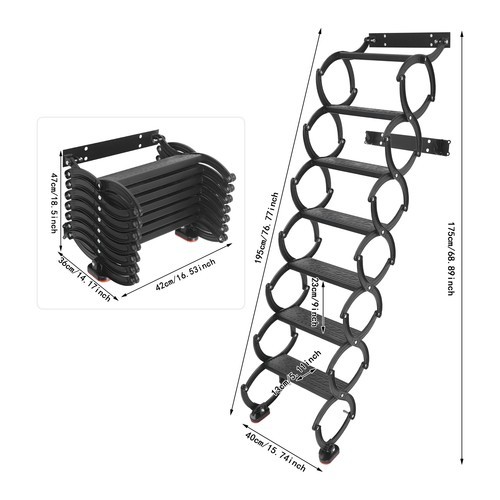 Wall Mounted Folding Ladder Telescoping Step Ladders Retractable Folding Stair