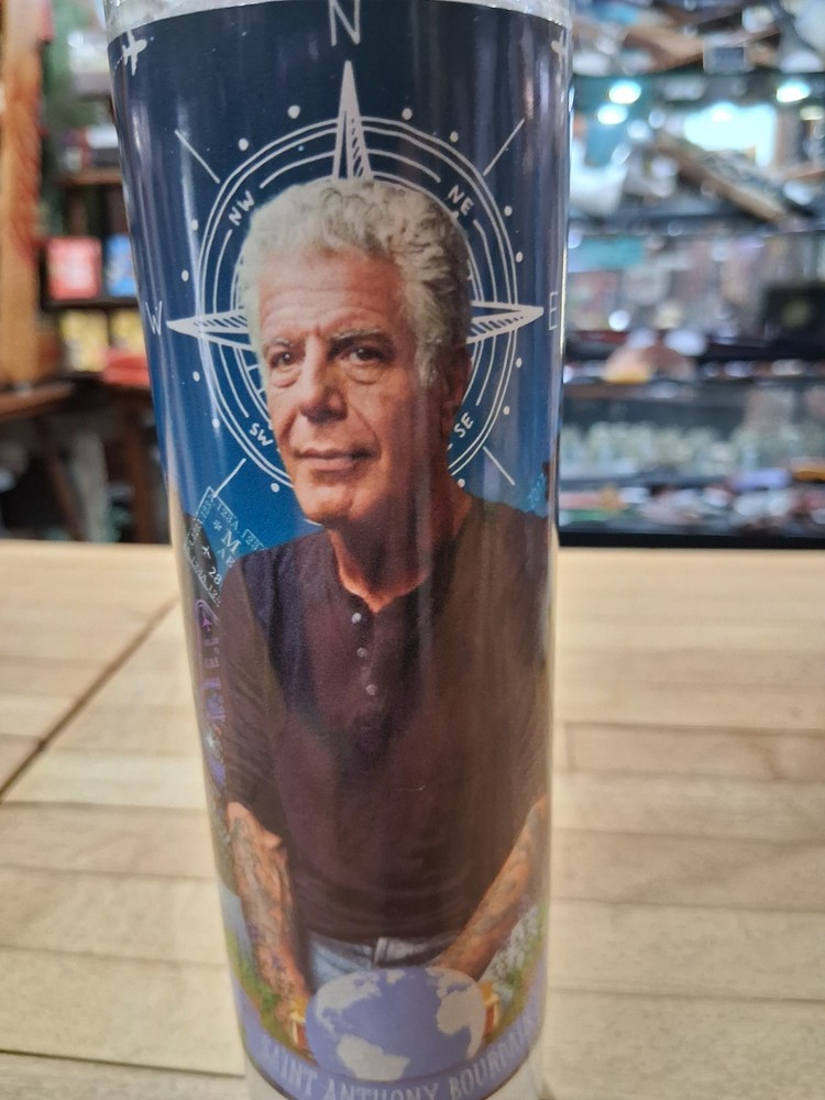 Anthony Bourdain Prayer Candle – Devotional Glass Jar