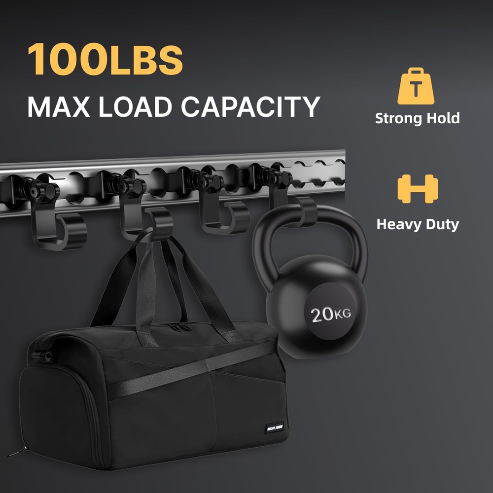 4 Pack L Track Hooks with Single Stud Fitting, Spring-Loaded Adjustable Gear ...