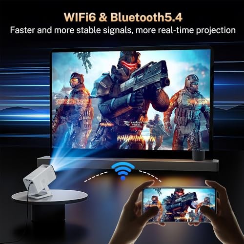 Mini Projector with WiFi 6 and Bluetooth 5.4 Built-in Apps VisualCube 300 White