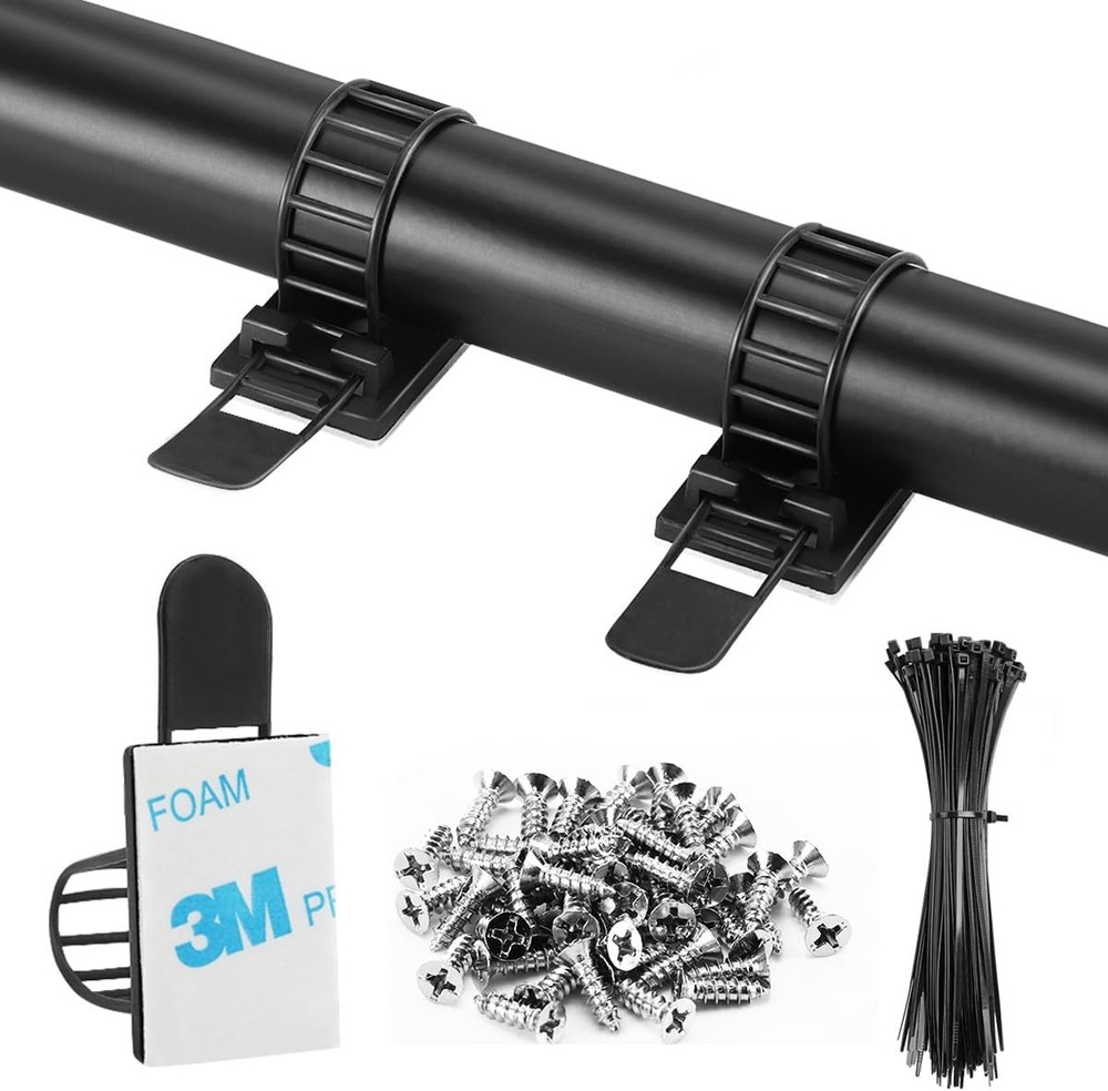 Adhesive Cable Manament Clips with Zip Ties, Adjustable Nylon Cable