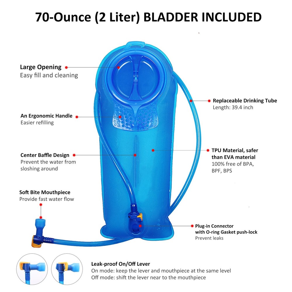 Stay Hydrated Hands Free - Unigear 70oz Hydration Pack Backpack