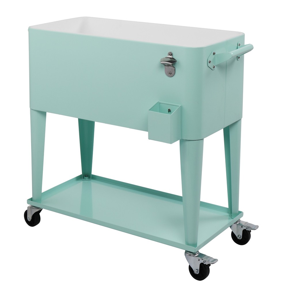 Rectangular Plastic Frozen Insulation Cart, Mint Green, Portable Cooler
