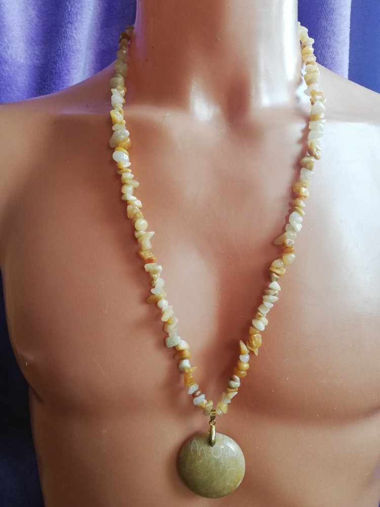 Natural genuine stones long necklace without clasp with pendant