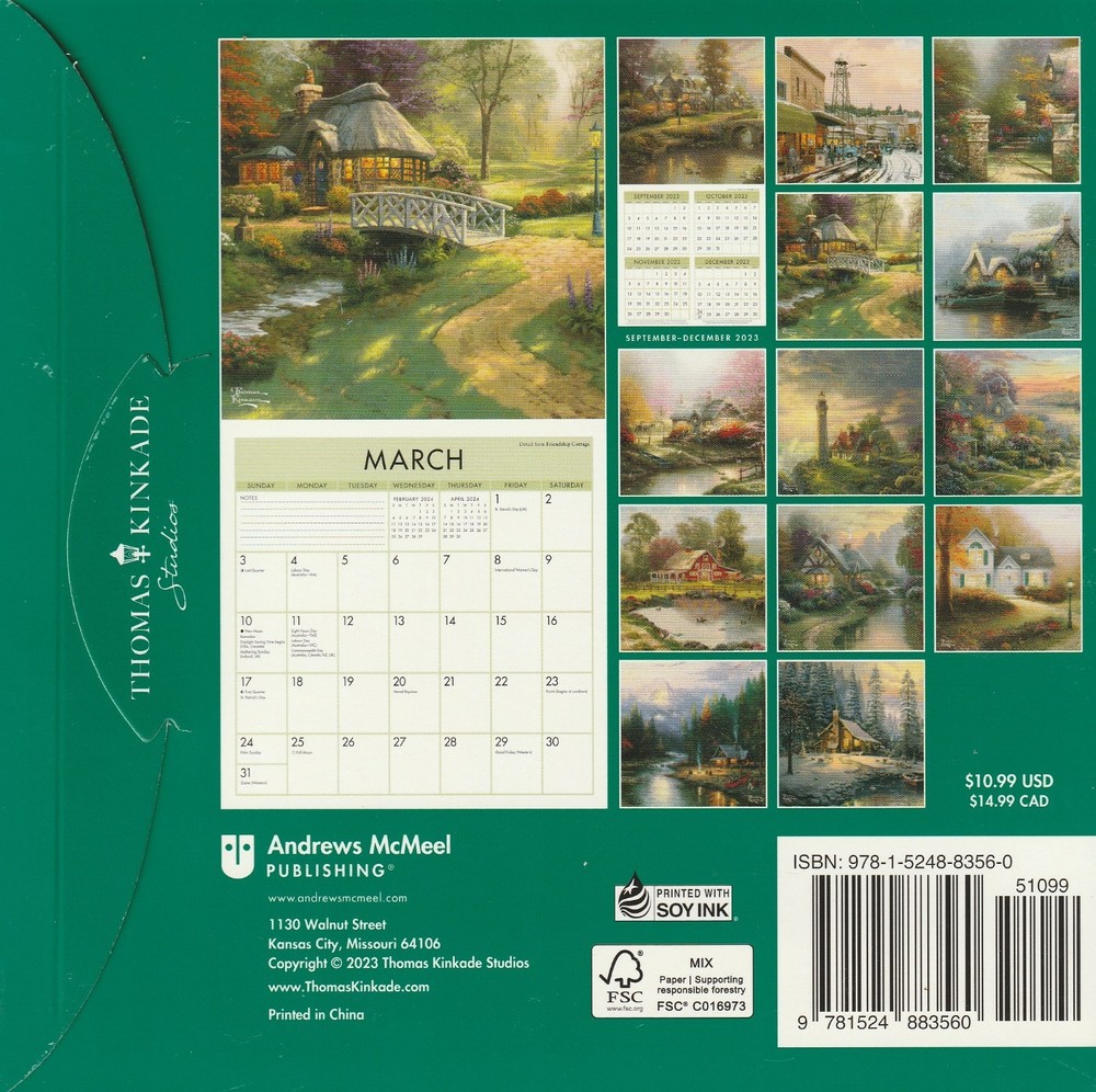 Thomas Kinkade 2024 Studio Calendar (7"x7" unopened) with Envelope
