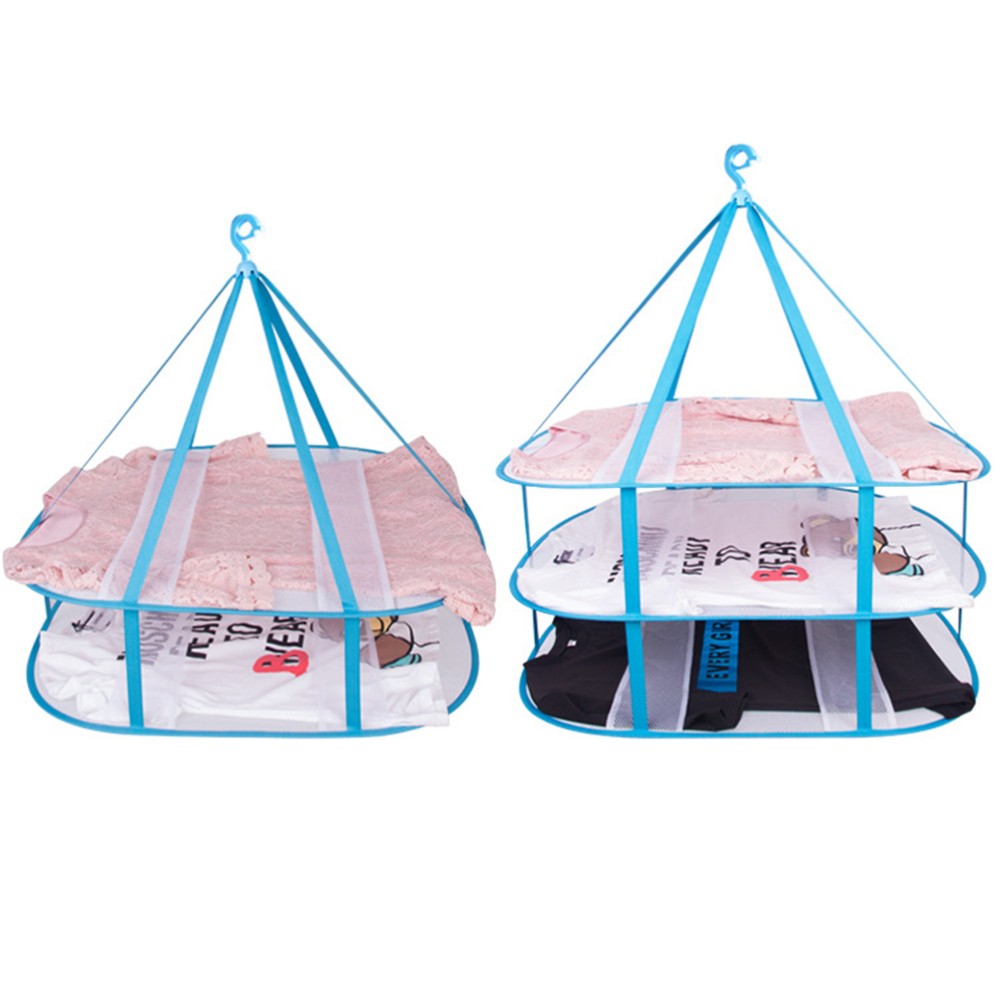 Laundry Basket Foldable Drying Racks Folding for Clothes with Net