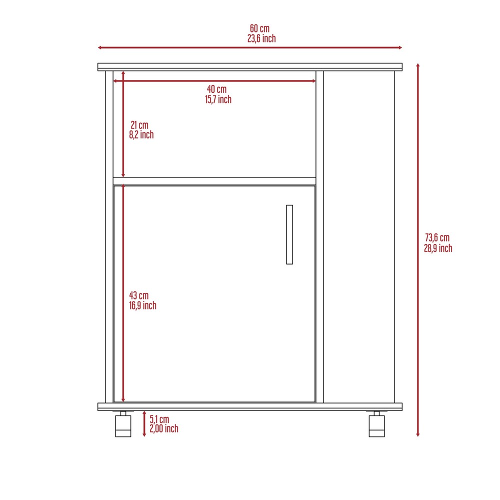 Correy 4-Shelf Microwave Cabinet with Caster White