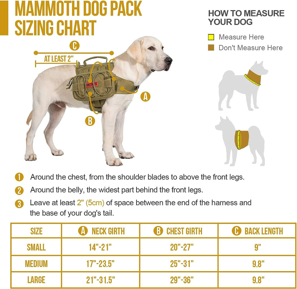 Dog Backpack for Medium & Large Dogs, Nylon Backpack for Dogs Tactical Pet Backp
