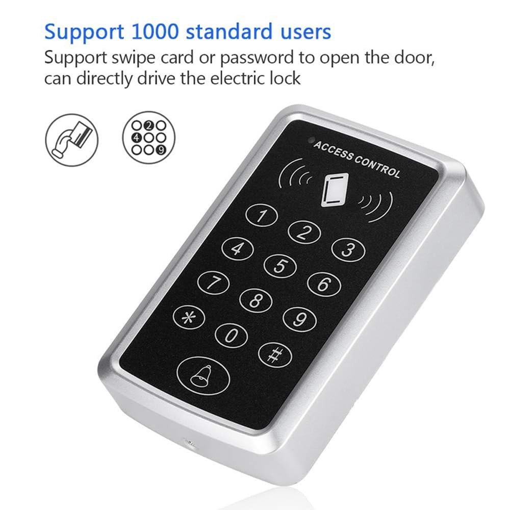 Door Access Control Keypad, Stand-Alone Password RFID Reader+5PCS Keyfob Keyc...