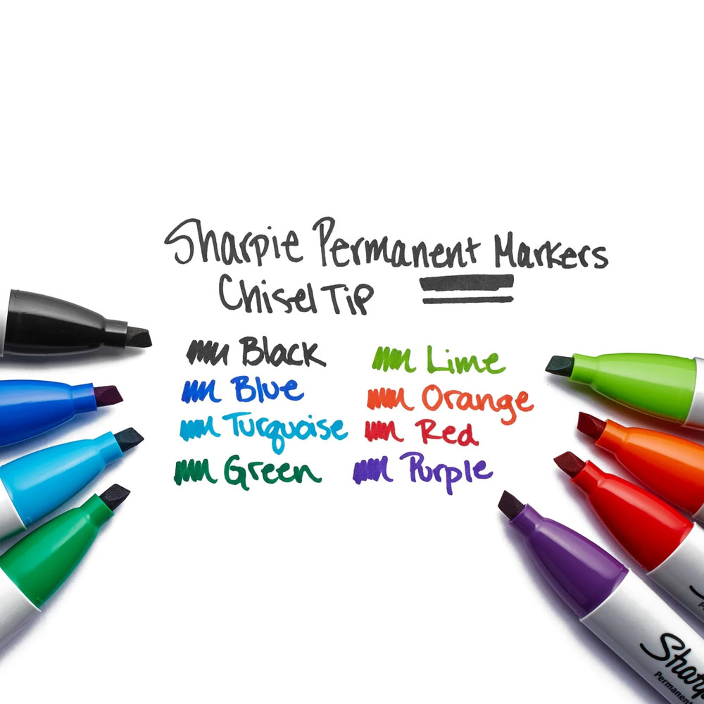 Permanent Markers, Chisel Tip, Black, 2 Count