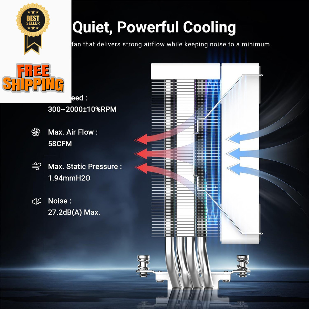 ID-COOLING SE-214-XT V2 ARGB White CPU Air Cooler, 4 WHITE