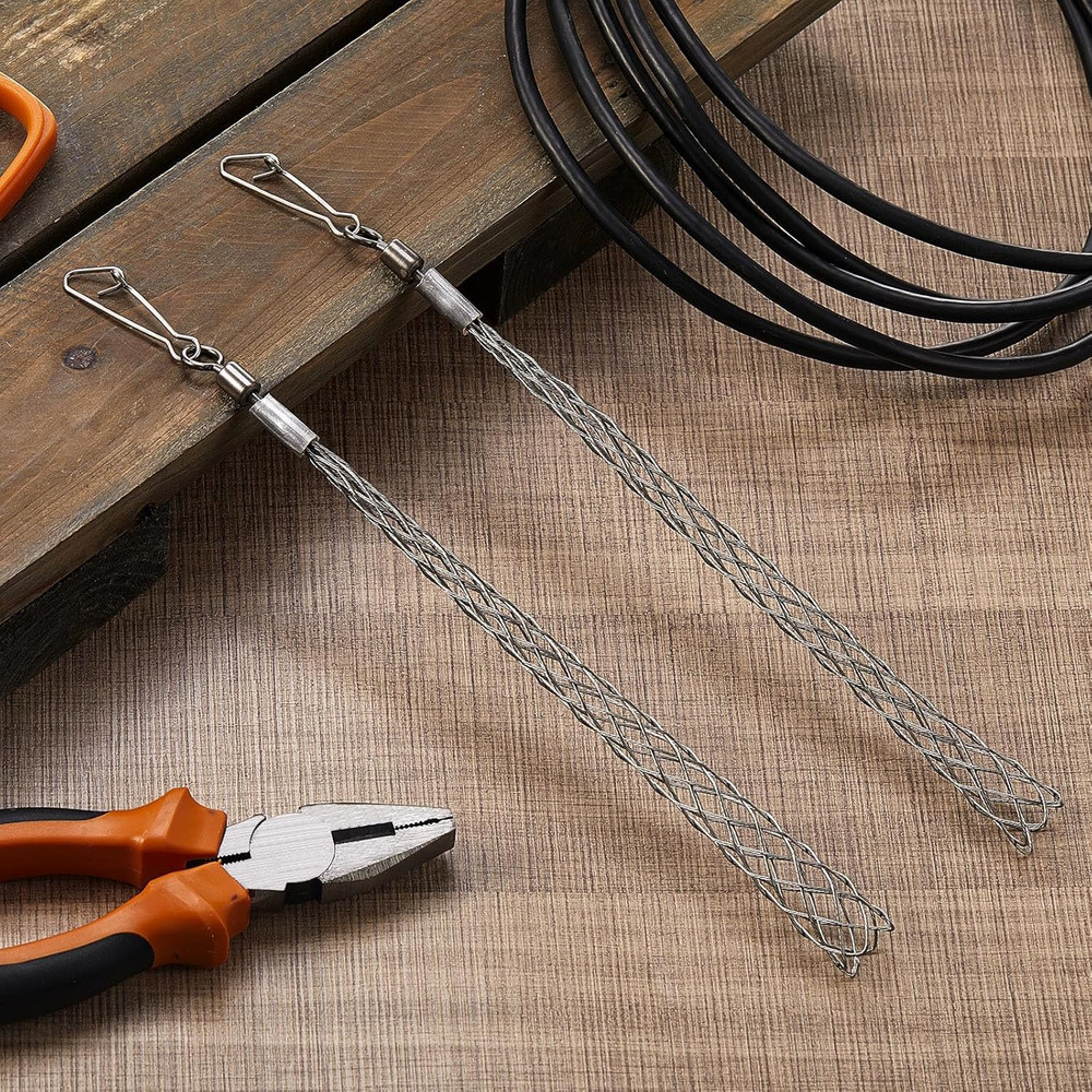 2 Pcs 3/4 in Wire Pulling Grip Mesh Metal Cable Puller Socks Wire Tools for Elec