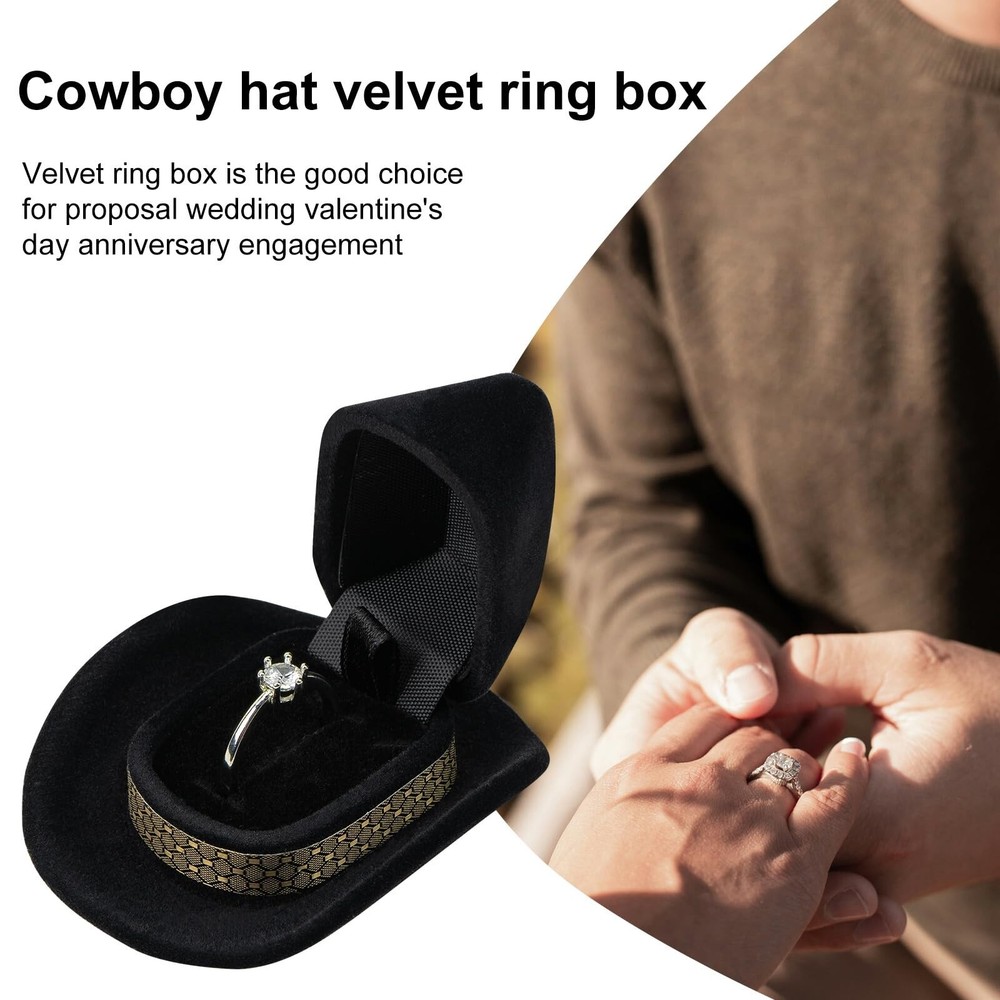 Proposal Ring Box Cowboy Hat Jewelry Box Creative Ring Box Small Ring Case fo...