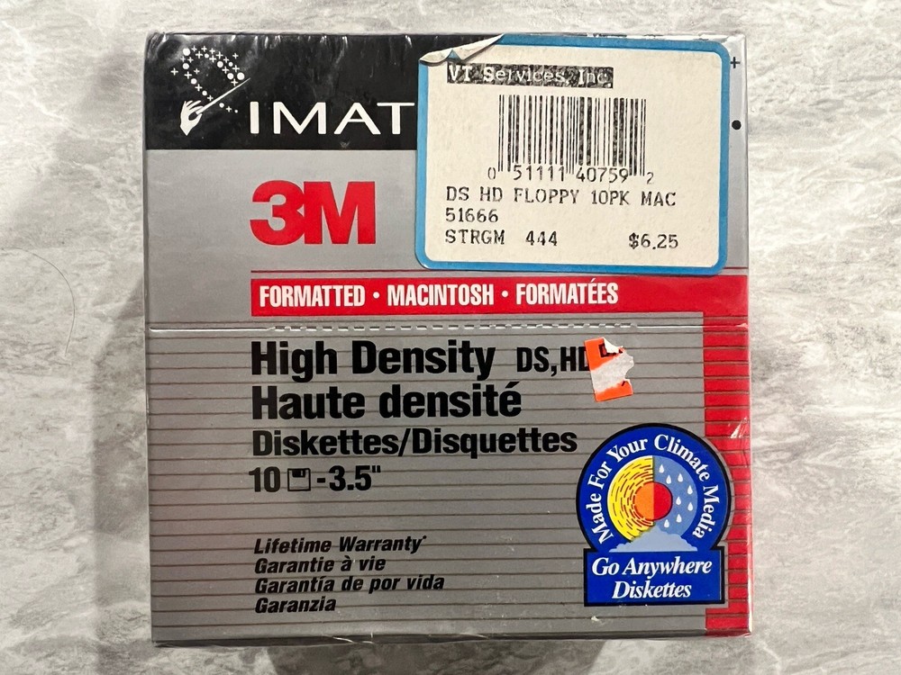 20- 3M DSHD Diskettes Double Sided High Density 3.5" Floppy Disk New Mac Format