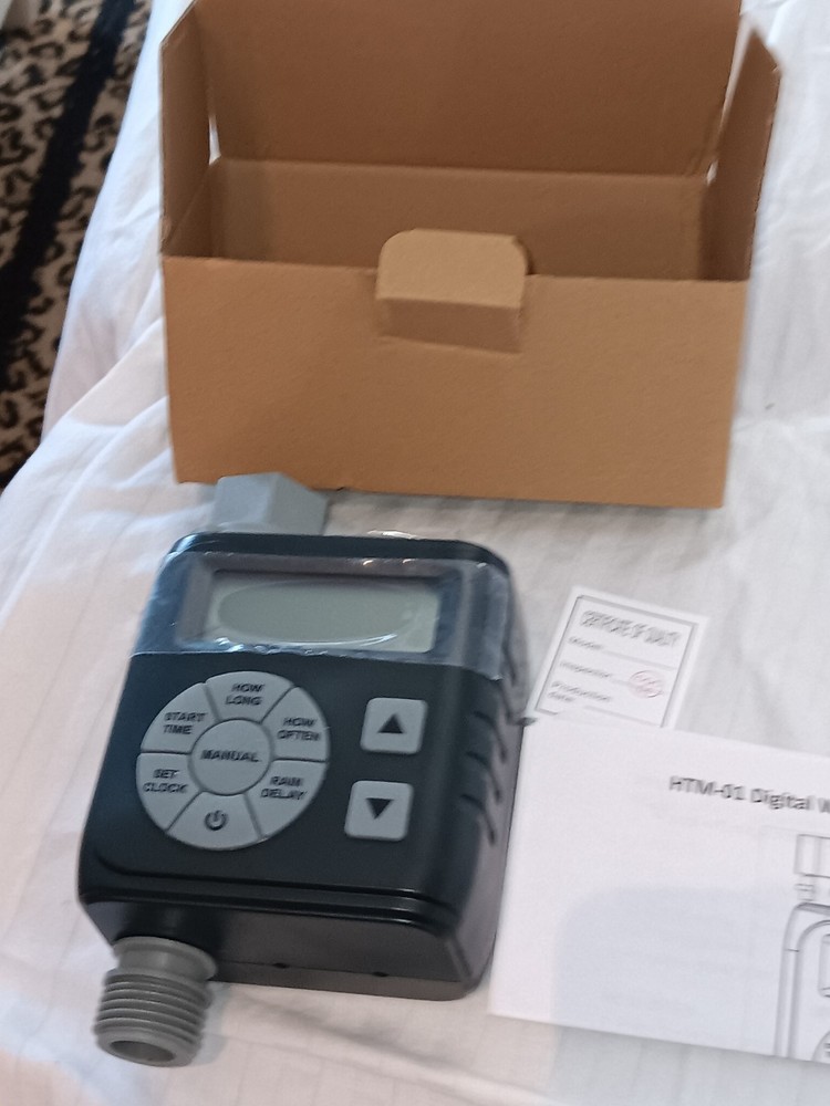 HTM-01L SOLAR DIGITAL WATERING HOSE TIMER RAIN DELAY FEATURE BLACK W/ FILTER NIB