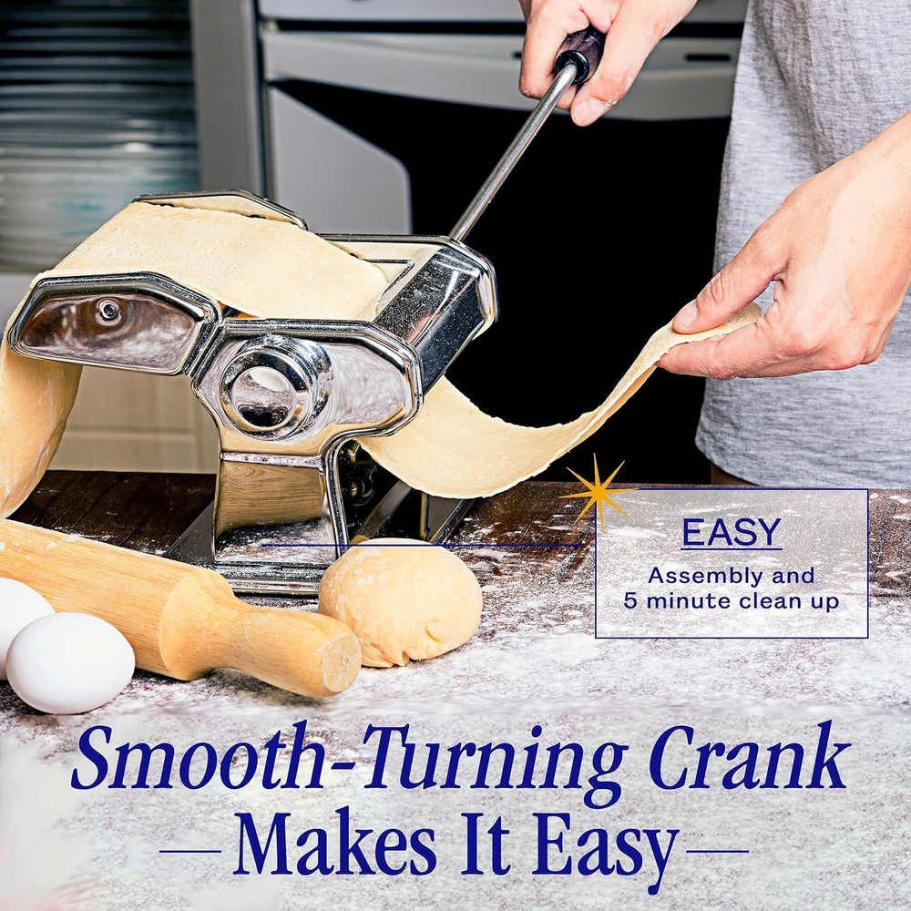 Luxury Pasta Maker - 7 Adjustable Thickness Settings & 2 Cutting Attachments