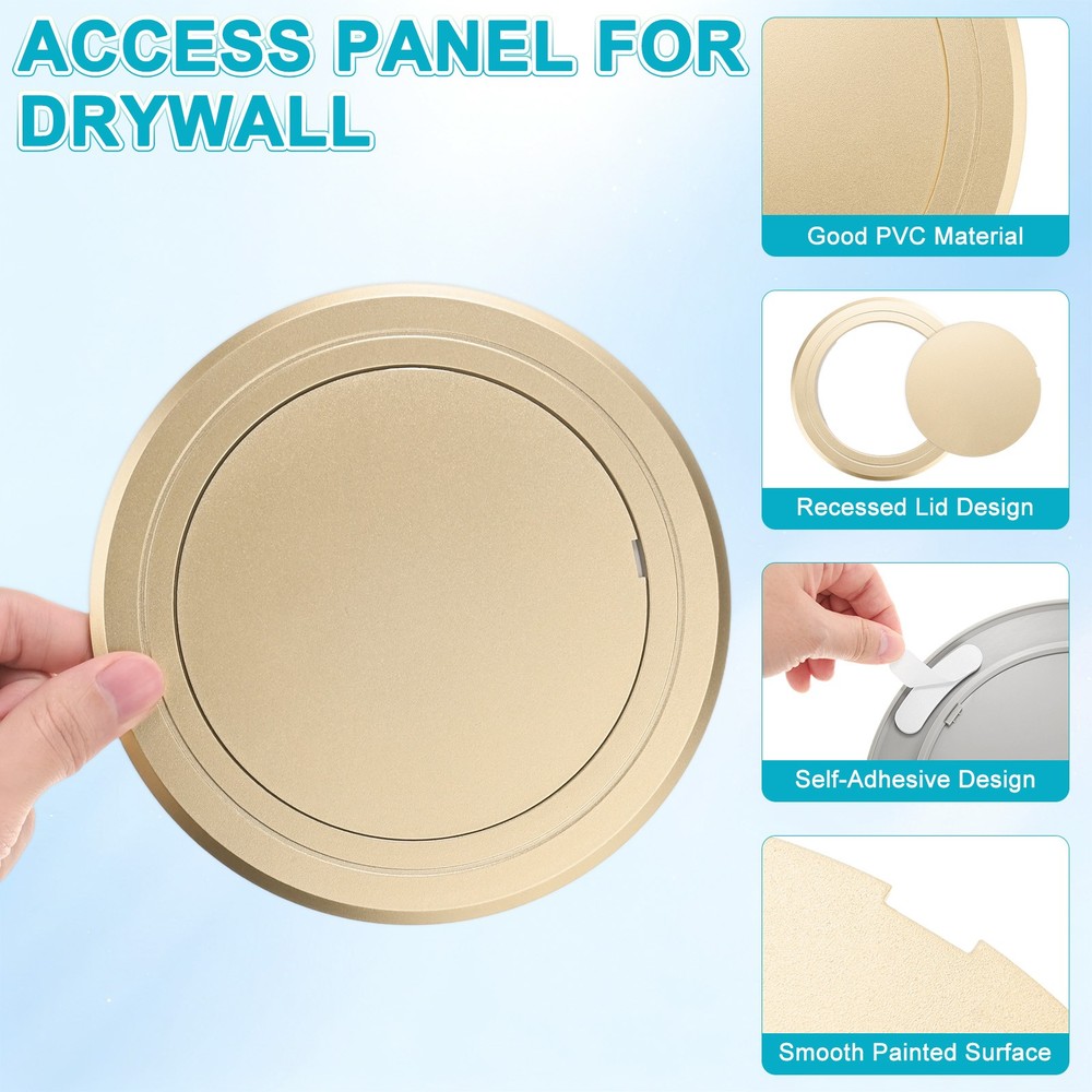 2-Pack Access Panel for Drywall, 5x5 Inch Round Plastic Removable [Gold Tone]