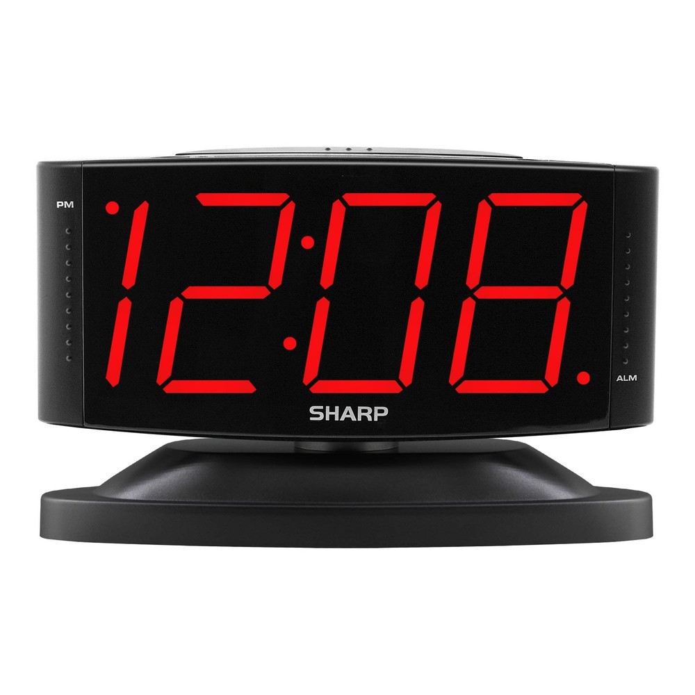 SHARP Home LED Digital Alarm Clock – Swivel Base - Outlet Powered, Simple