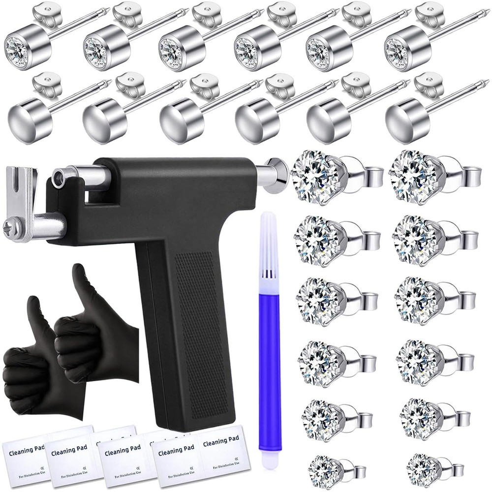 Ear Piercing Kit - Self-Piercing Tool with Studs & Accessories for Home Use
