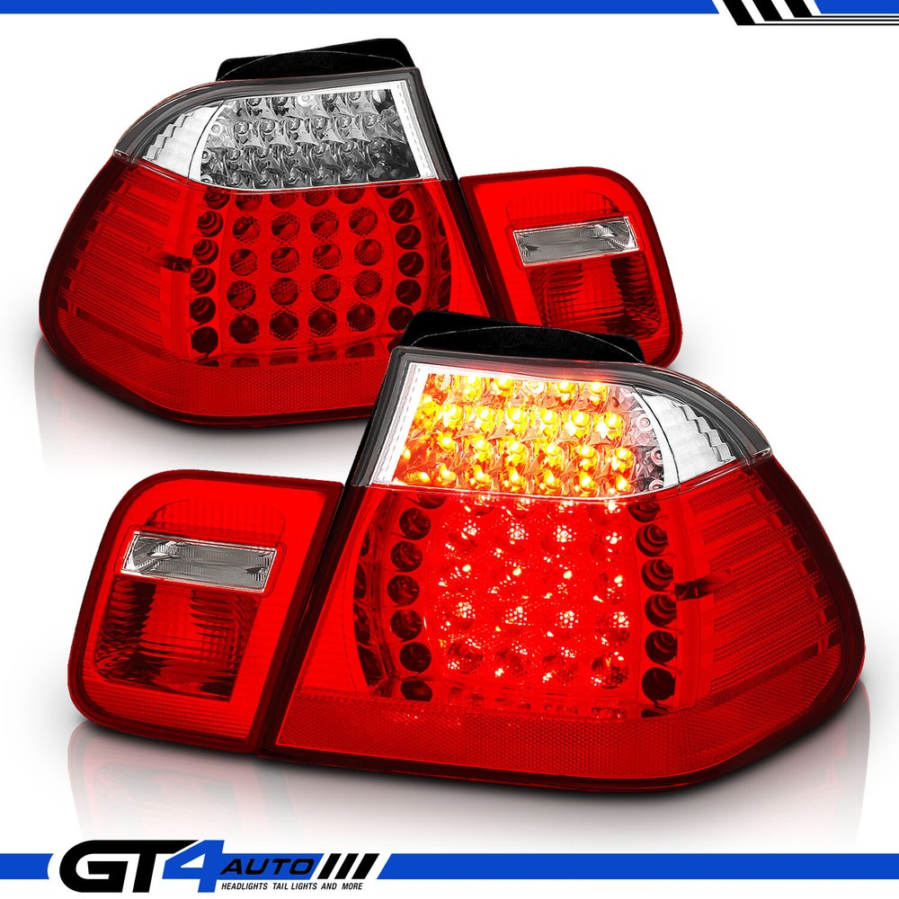 2002 2003 2004 2005 BMW E46 3 Series Sedan Red LED Replacement Tail Lights Pair