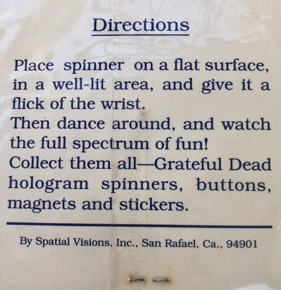 Grateful Dead Spinner 1990 in Original Packaging. A Vinglo Design. NEW