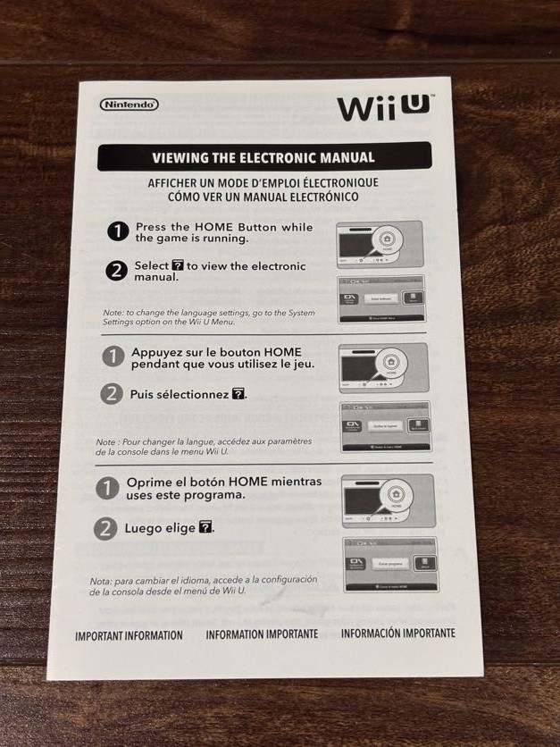 System Operations Start Up Console Guide Nintendo Wii U Instruction Manual Only