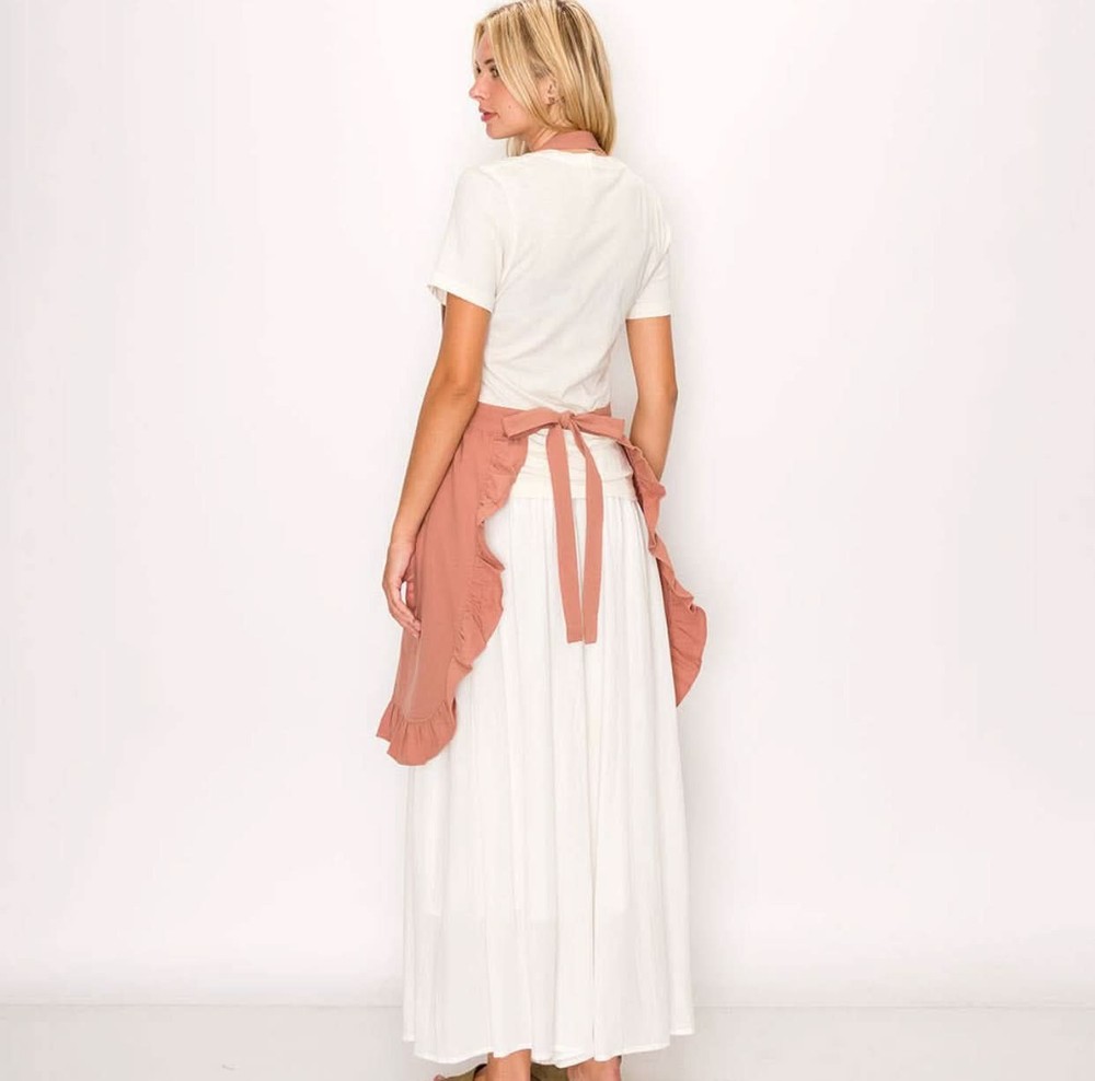 a mente Cotton Ruffle Apron & Dish Cloth Set