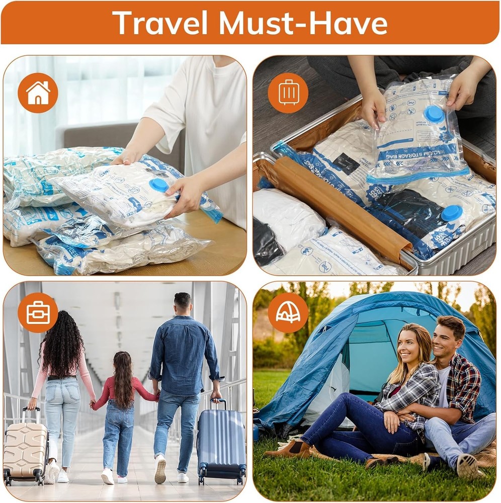 Vacuum Luggage Storage Bags with 12Pack+Wireless Pump, Pump