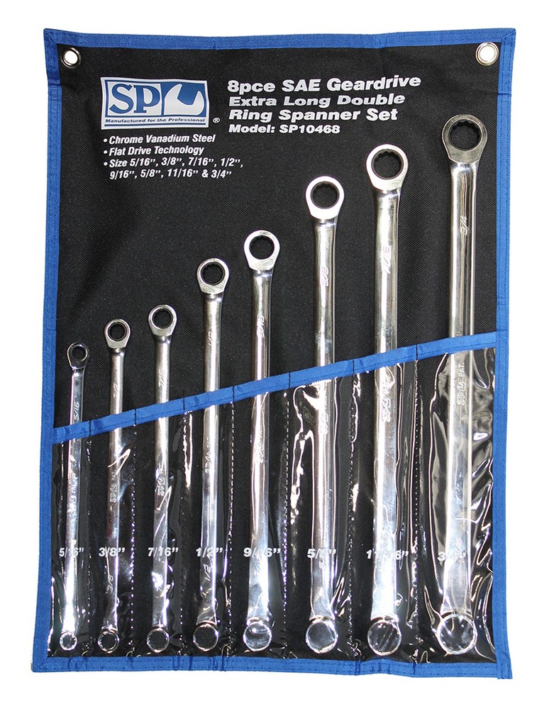 SP Tools Wrench/Spanner Set 8 Piece SAE Extra Long Double Ring Geardrive SP10468
