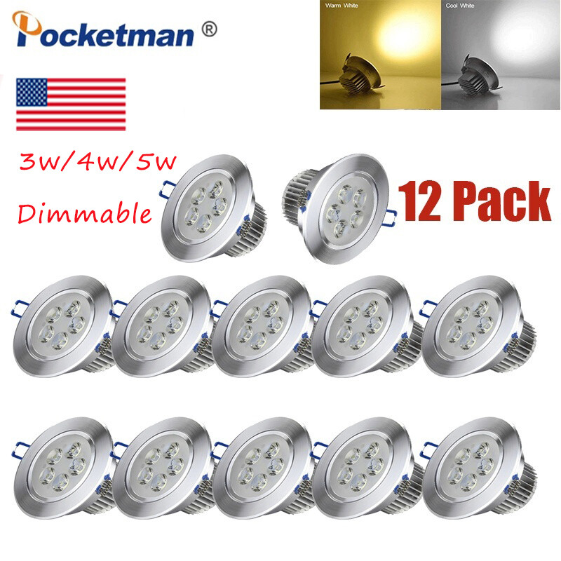 10/12pc 3W/5W LED Downlight Dimmable Spot Panel Light Ceiling Lamp 110V