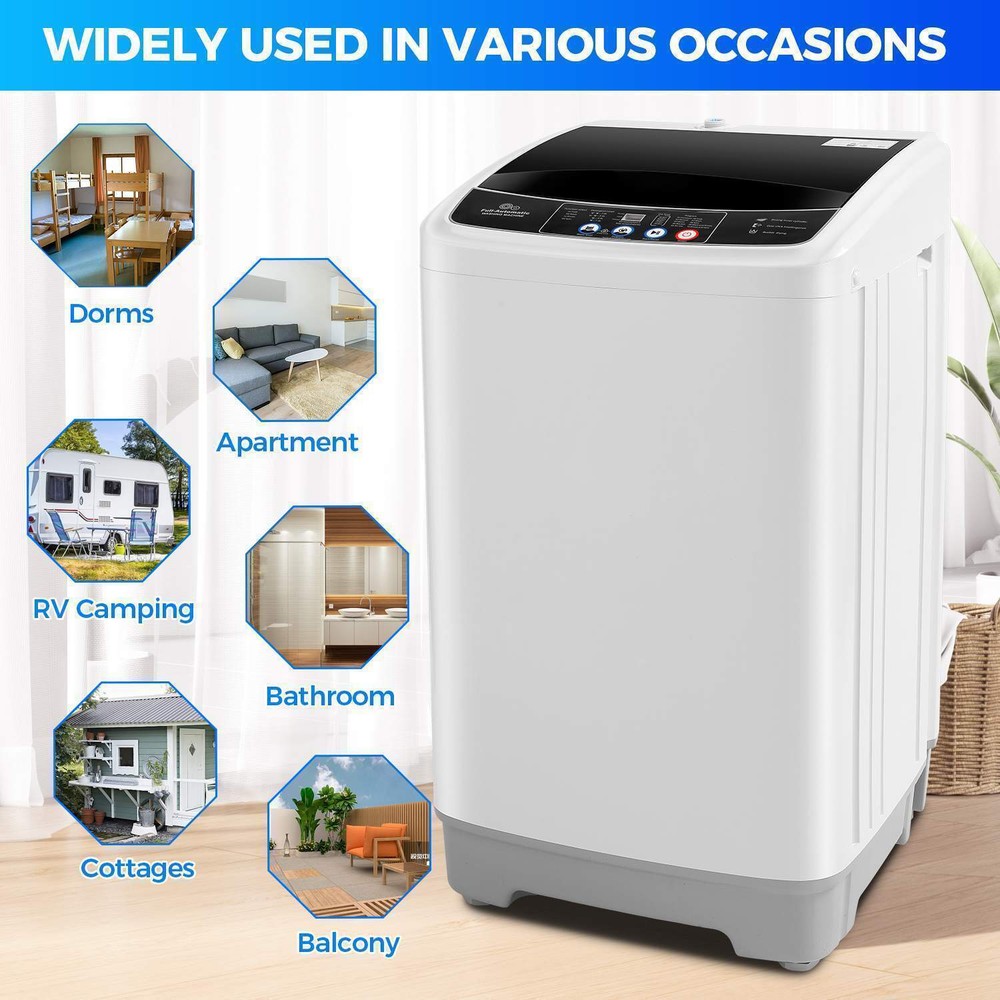 Portable Washing Machine 17.8lb Capacity Full-Automatic 2.4 Cu.ft Compact Home~