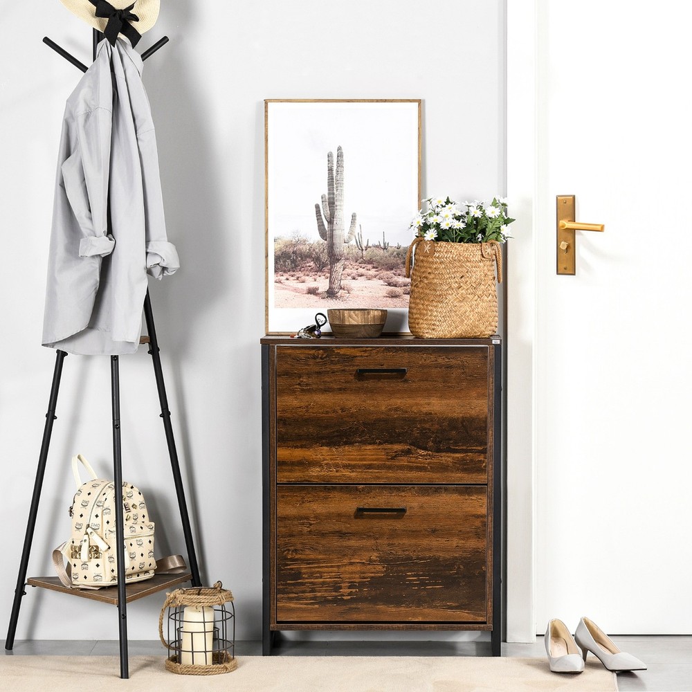 Shoe Storage Cabinet Rustic Brown