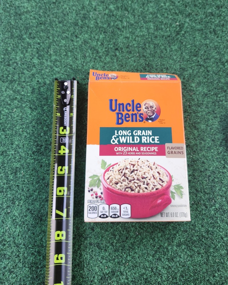Opened Empty Uncle Ben’s Discontinued Logo Long Grain & Wild Rice Box action bin