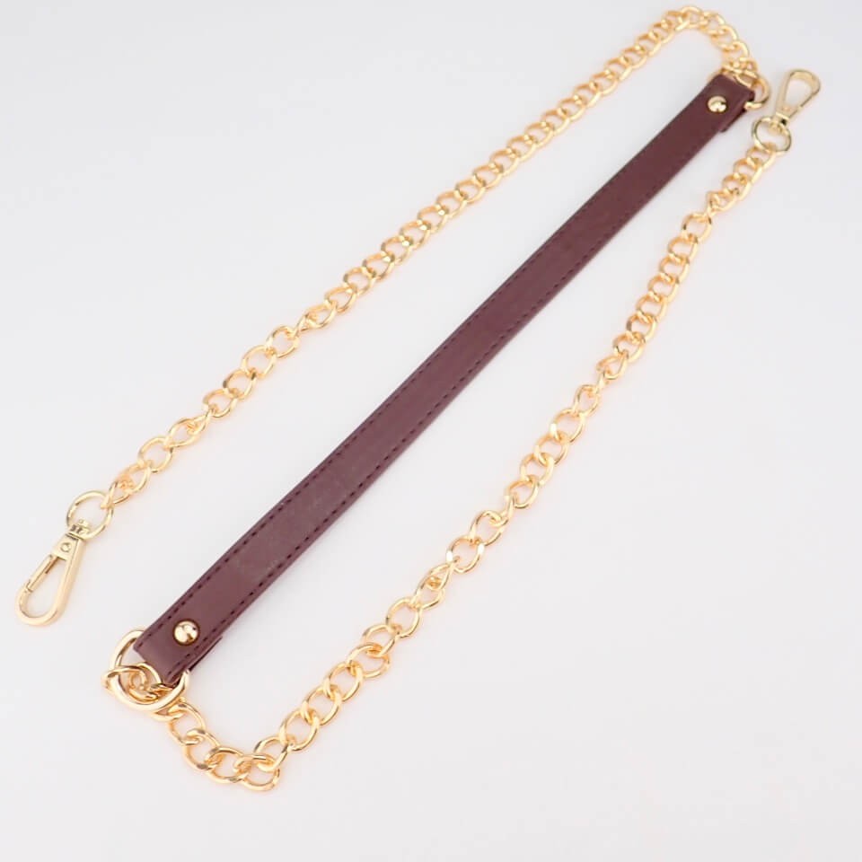 Center Leather Chain Shoulder Strap (Dark Brown) Cottonraffia