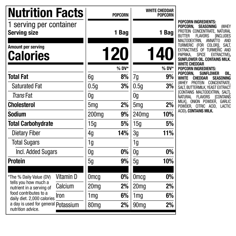 Nutrisystem Popcorn Variety Pack, White Cheddar and Butter, 8 Count