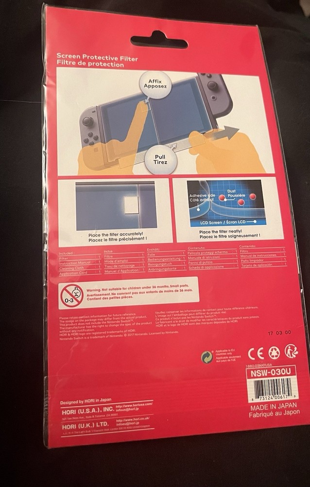 HORI Screen Protective Filter for Nintendo Switch Brand New (c)