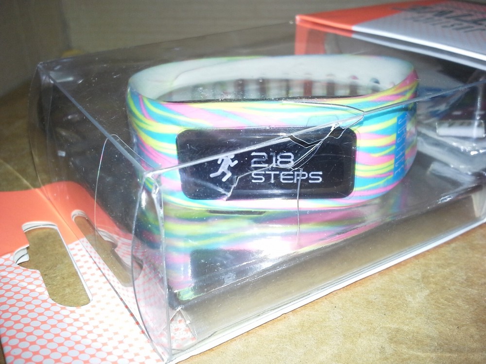 Justice Active Activity Tracker Multi-Color "Go For It" Band. Damage Box