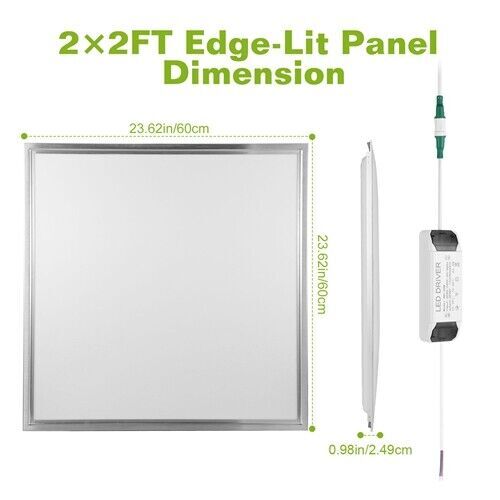 2 Pcs 2X2 LED Flat Panel Light, Lighting for Office Drop Ceiling LED Light Panel