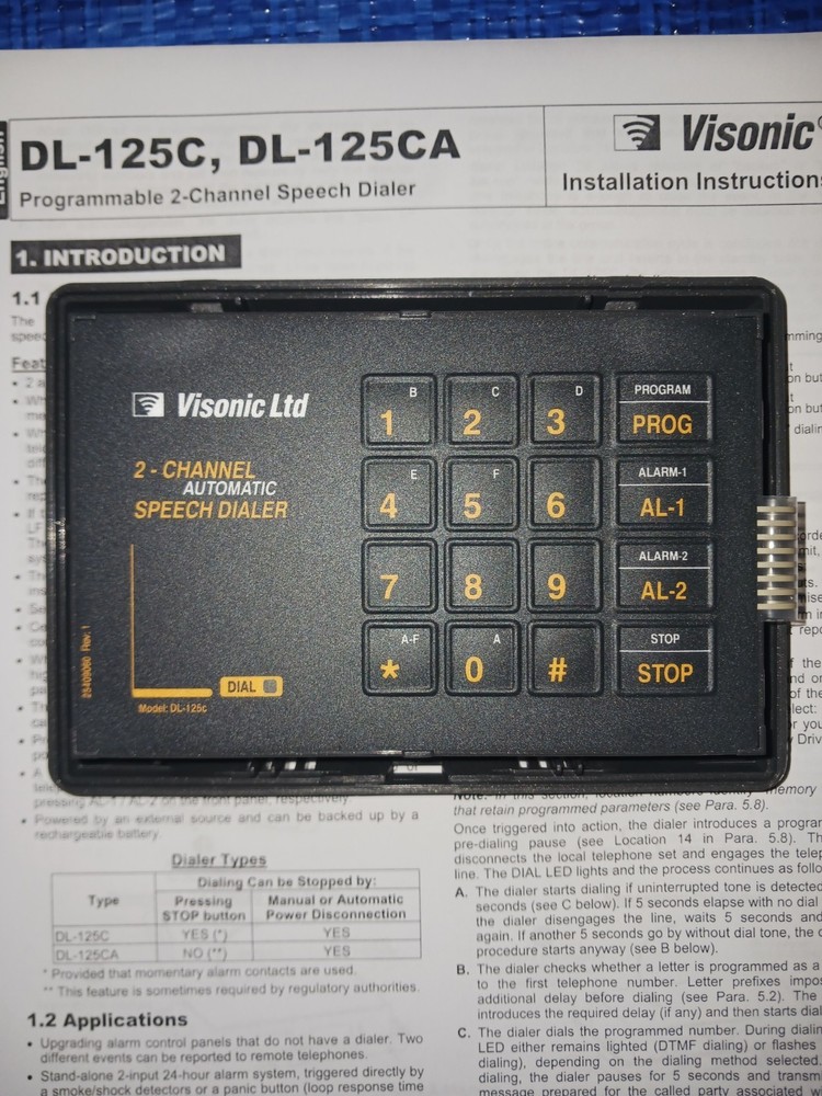 Used Visonic DL-125C 2-Channel Automatic Speech Dialer