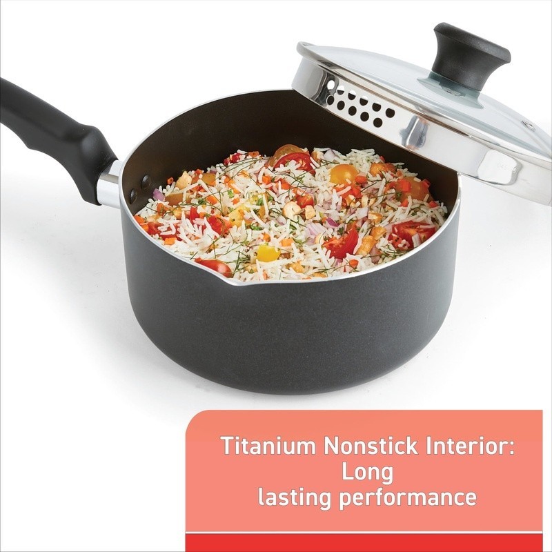 Nonstick Titanium Cookware Dishwasher Safe Ergonomic Handle Easy Cleanup New