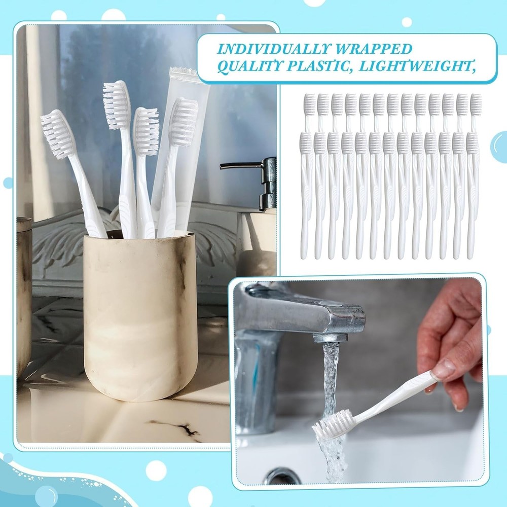 1000 Pcs Disposable Toothbrushes Bulk Individually Wrapped Manual Soft Bristle