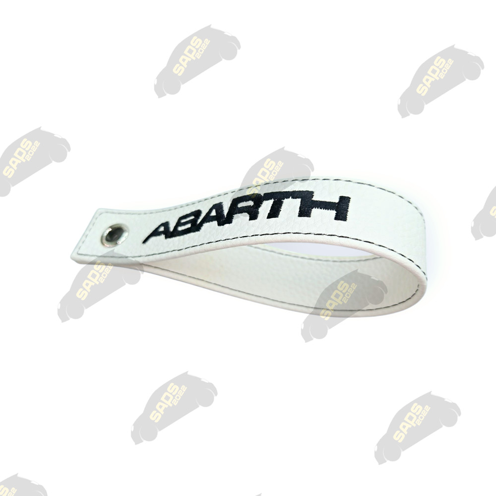 Abarth White / Black Stitch Leather Interior Boot Pull Strap Handle Fiat 500