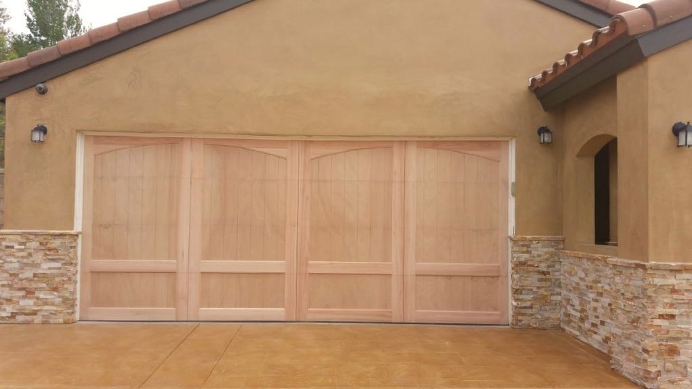 Caprice Design - [16' x 7'] Spanish Style Custom Solid Cedar Wood Garage Door