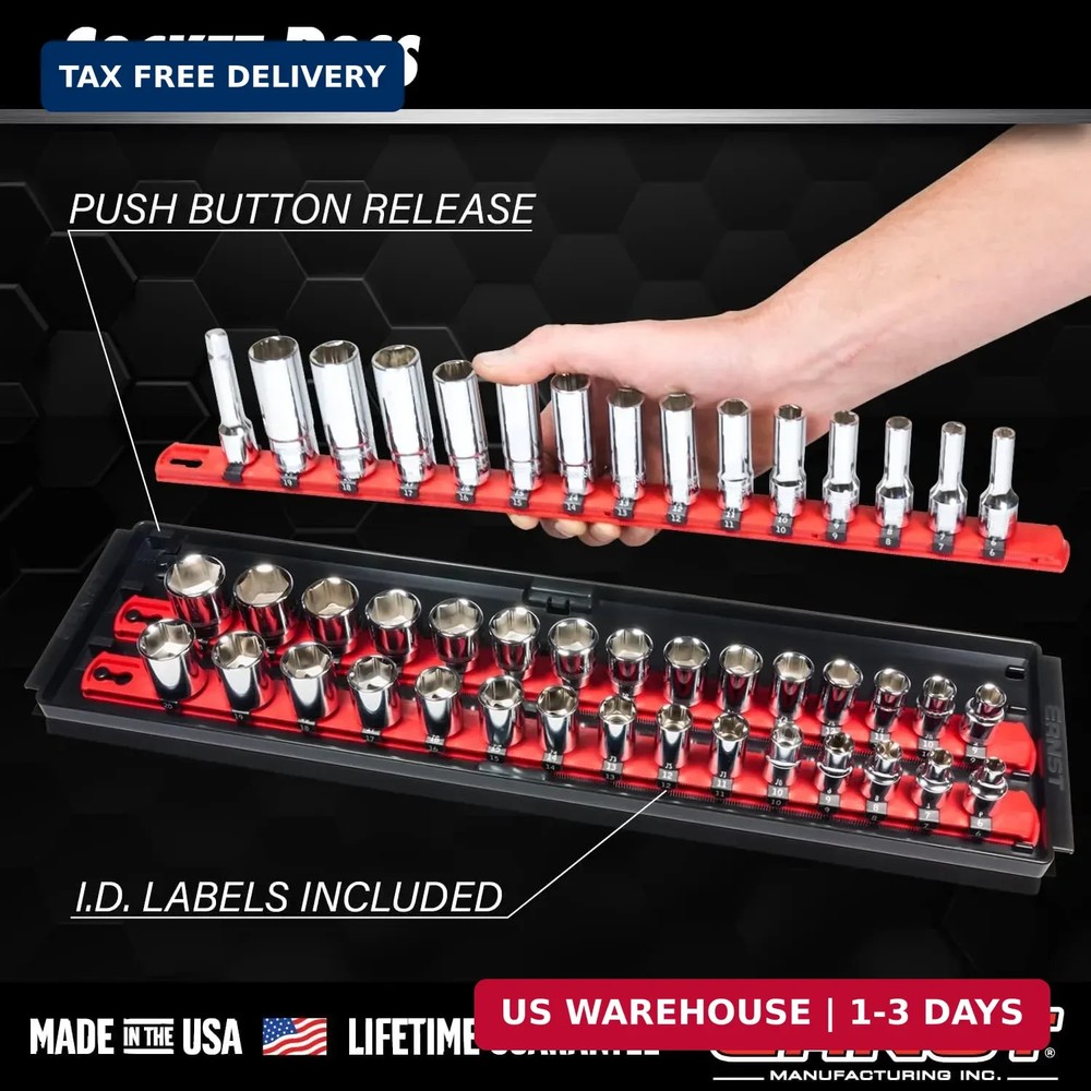 Ernst Mfg. 8493 RD Socket BOSS Tray High-Density System with (2) Red 13" Socket
