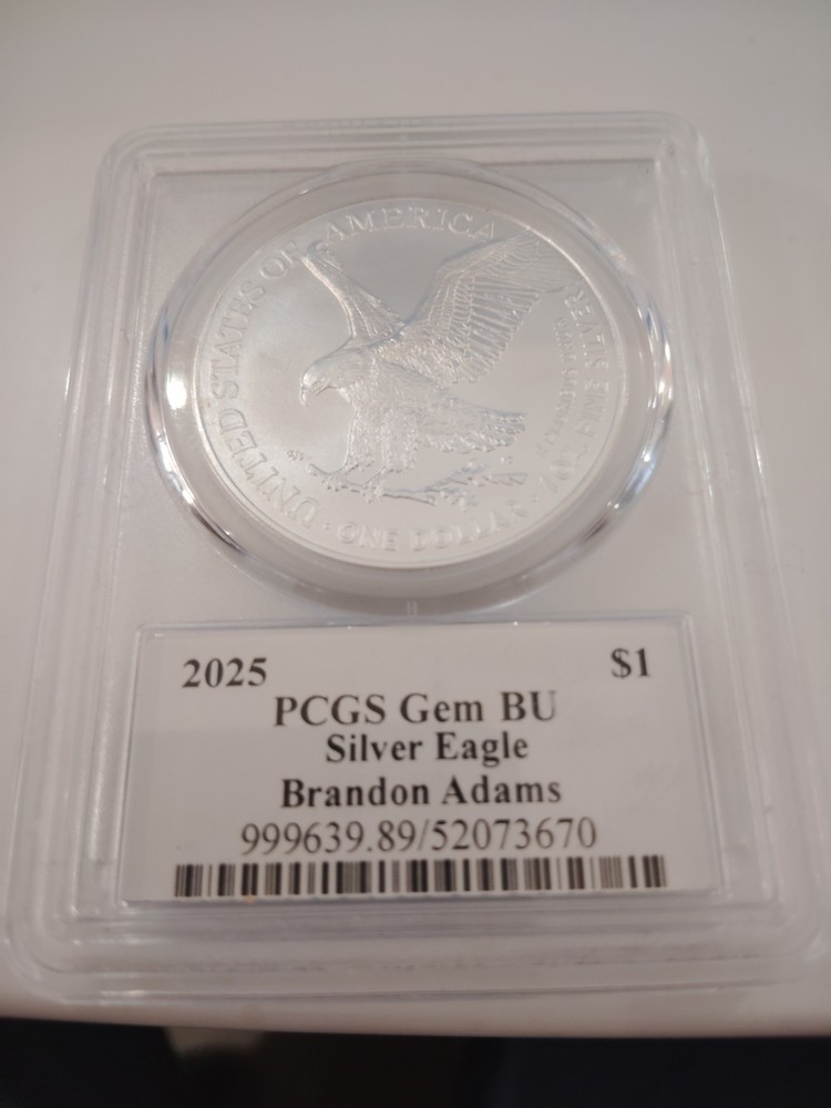 2025 PCGS Gmbu Silver Eagle Brandon Adams HAnd Sign
