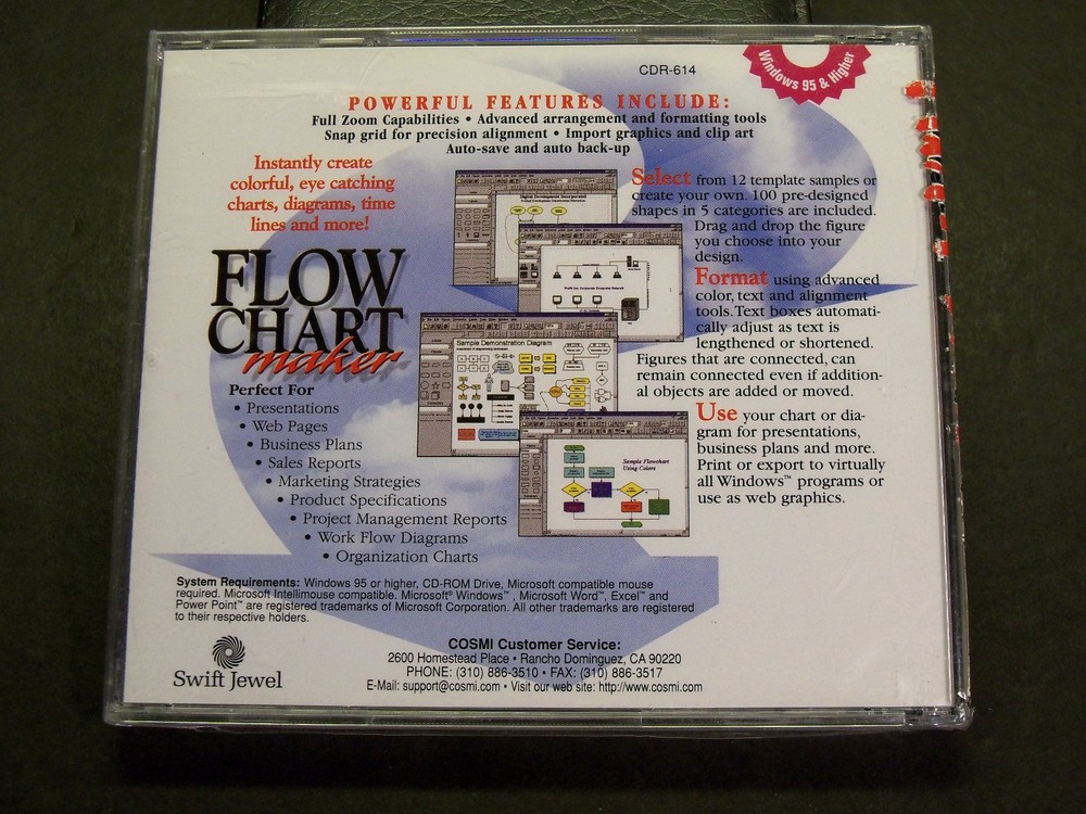 Flow Chart Maker by Swift Jewel (CD-ROM, Microsoft Windows) New & Sealed